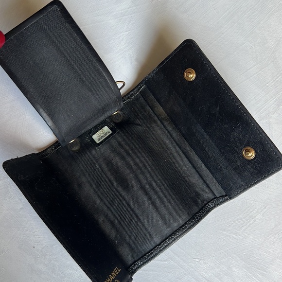 Auth. CHANEL Black Caviar Leather Six Key Holder Case Mini Wallet Case VTG - Picture 9 of 16